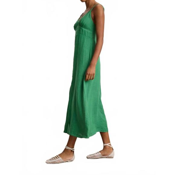 NEW VELVET BY GRAHAM & SPENCER janet linen dress in emerald